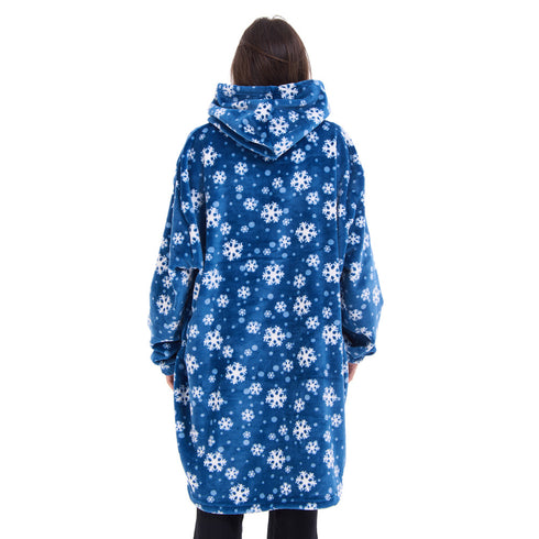 Snuggs Blanket Hoodie Blue Snowflakes